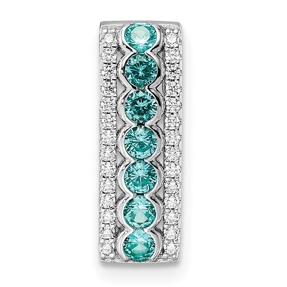 Sterlingsilber Rhodiniert Aqua & Weiß Zirkonia Kette Anhänger