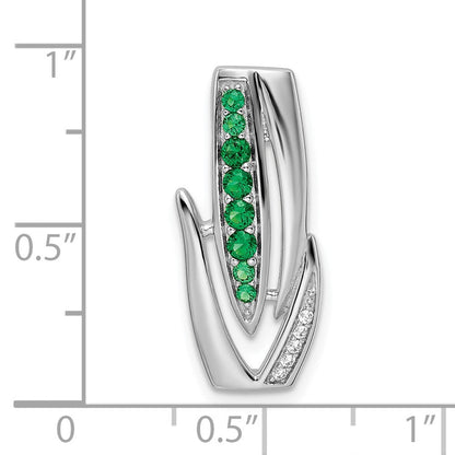 Sterlingsilber Rhodiniert Grün & Weiß Zirkonia Anhänger