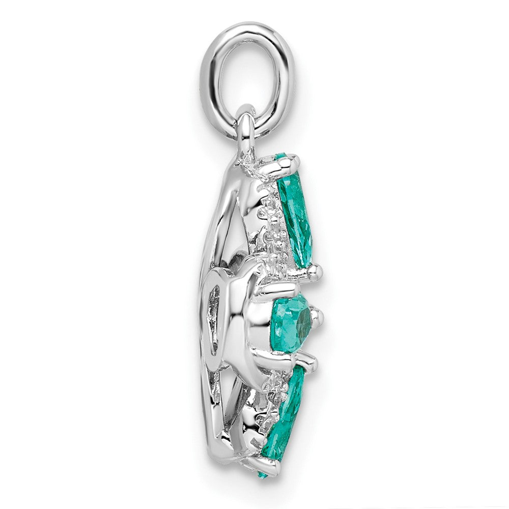 Sterlingsilber Rhodiniert Teal & Weiß Zirkonia Anhänger