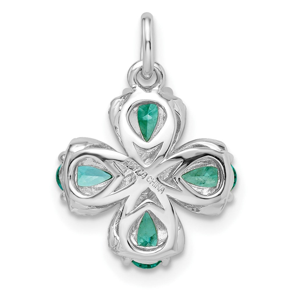 Sterlingsilber Rhodiniert Teal & Weiß Zirkonia Anhänger