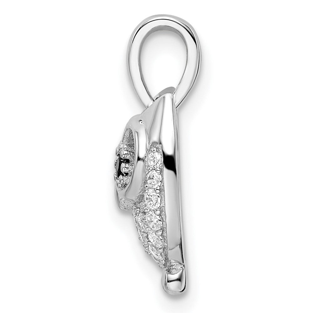 Sterlingsilber Rhodiniert Schwarz & Weiß Zirkonia Eule Anhänger