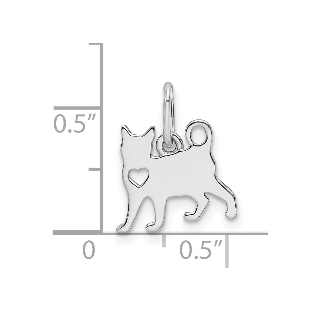 Sterlingsilber Rhodiniert Katze mit Herz Anhänger
