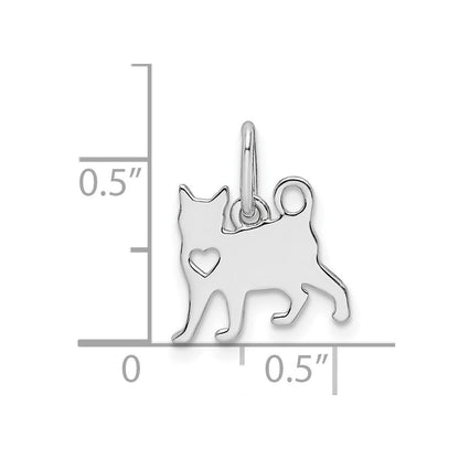 Sterlingsilber Rhodiniert Katze mit Herz Anhänger