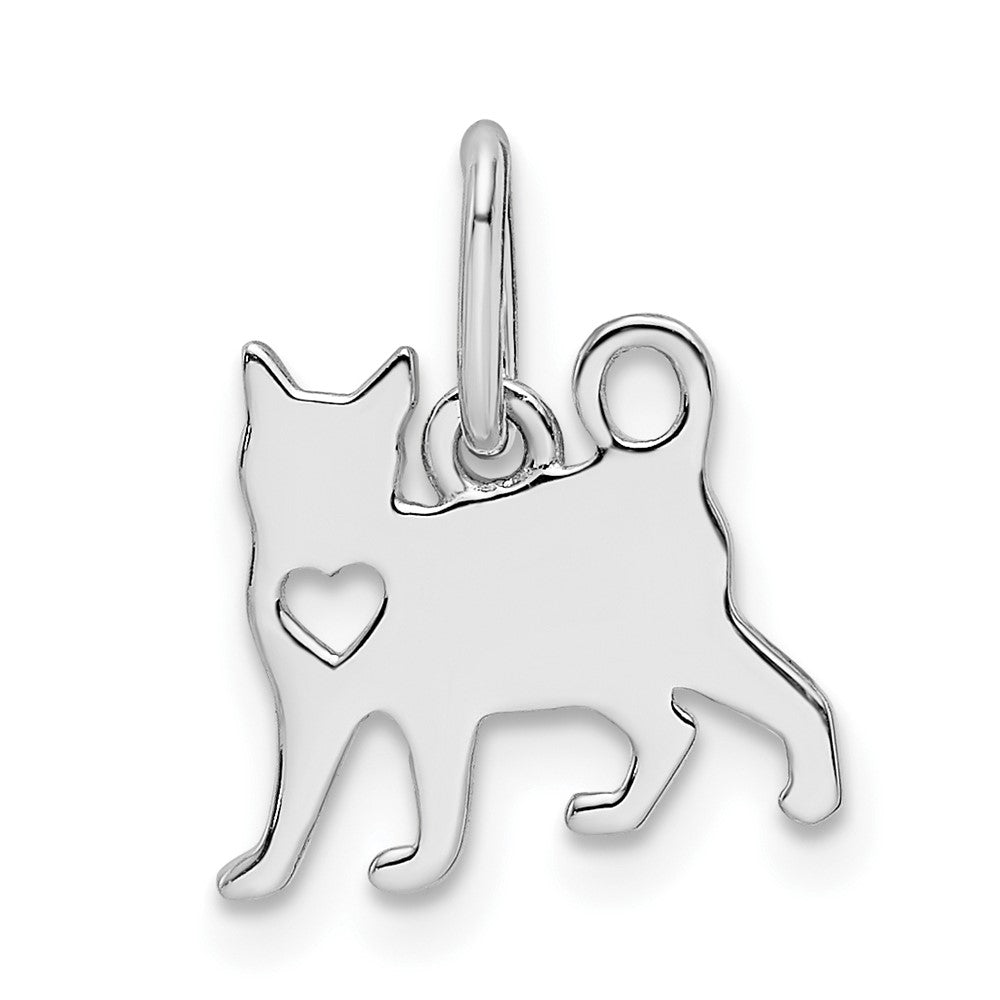 Sterlingsilber Rhodiniert Katze mit Herz Anhänger