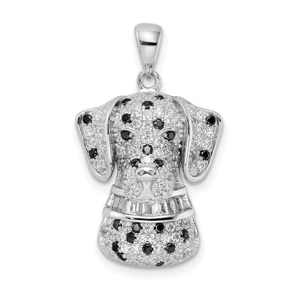 Sterlingsilber Rhodiniert Poliert Zirkonia Dalmatian Anhänger