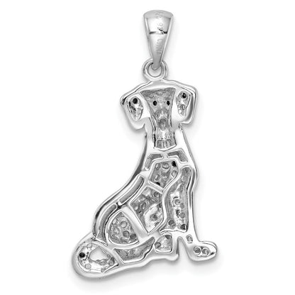 Sterlingsilber Rhodiniert Poliert Zirkonia Dalmatian Anhänger