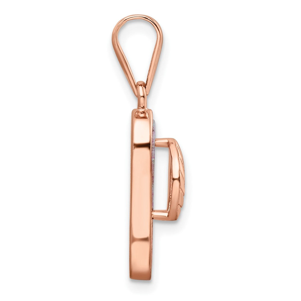 Sterlingsilber Roséfarben Poliert Rosa Erzeugt Opal Einlage Flip Flop Pendan