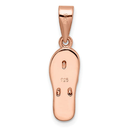Sterlingsilber Roséfarben Poliert Rosa Erzeugt Opal Einlage Flip Flop Pendan