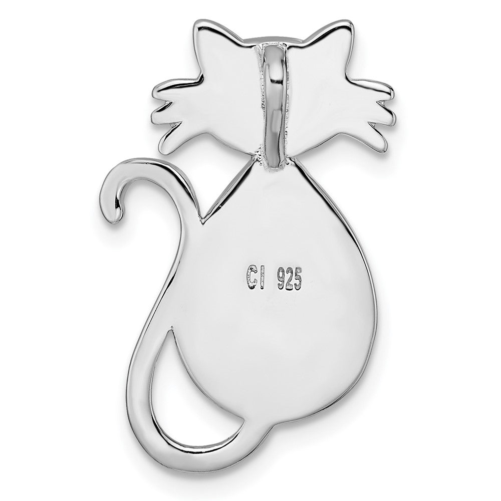 Sterlingsilber Rhodiniert Poliert Larimar Katze Kette Anhänger