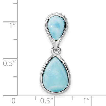 Sterlingsilber Rhodiniert Poliert Tropfen Larimar Anhänger
