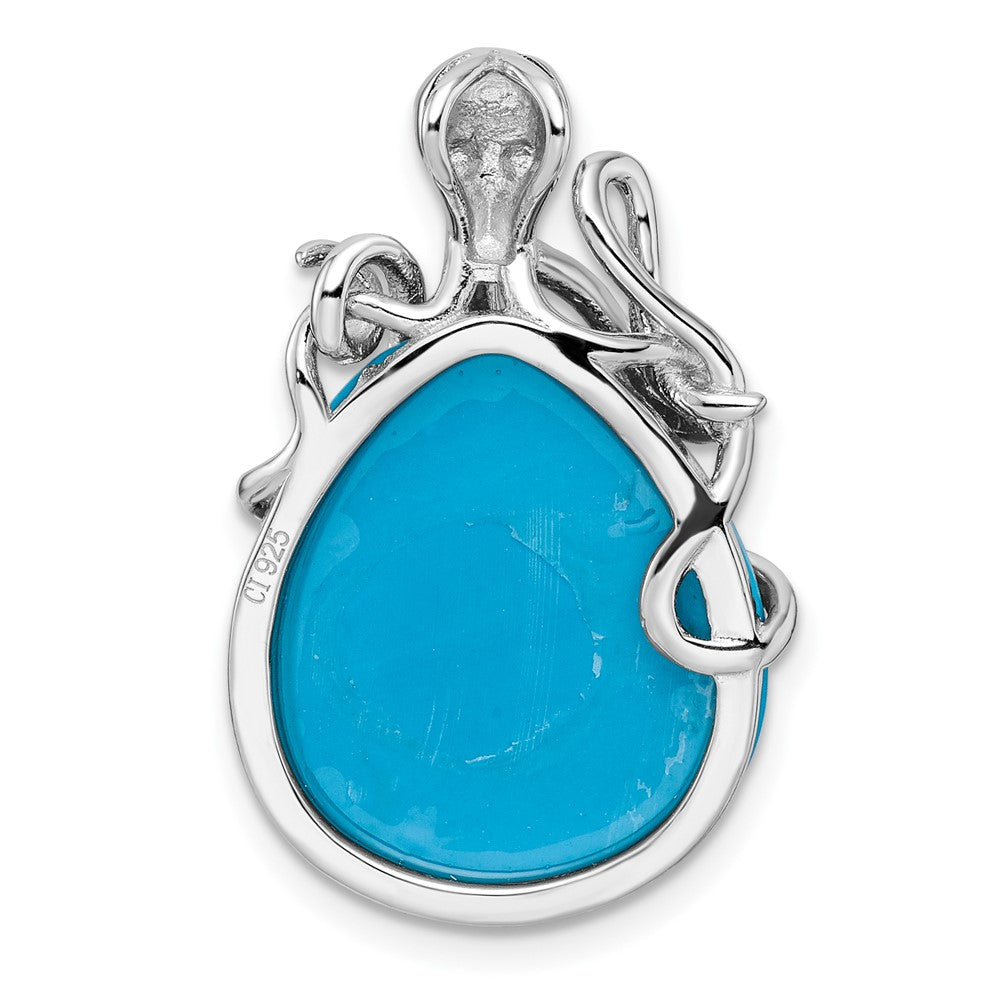 Sterlingsilber Rhodiniert Poliert Blau Erzeugt Opal Octopus Kette Anhänger