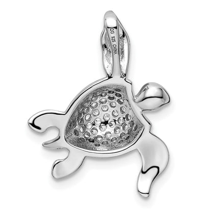 Sterlingsilber Rhodiniert Zirkonia Meer Schildkröte Anhänger