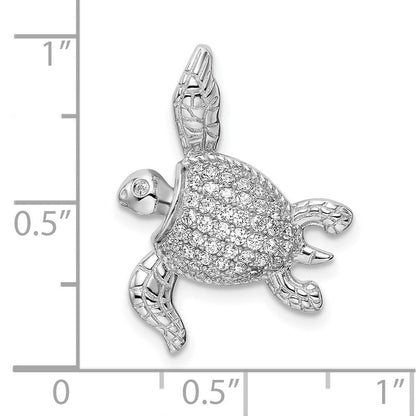 Sterlingsilber Rhodiniert Zirkonia Meer Schildkröte Anhänger