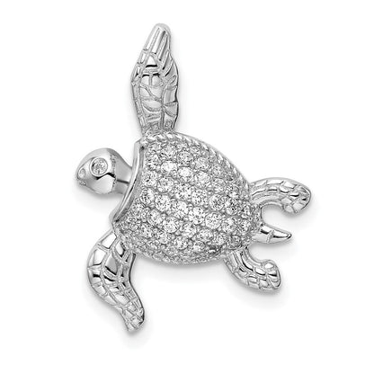 Sterlingsilber Rhodiniert Zirkonia Meer Schildkröte Anhänger