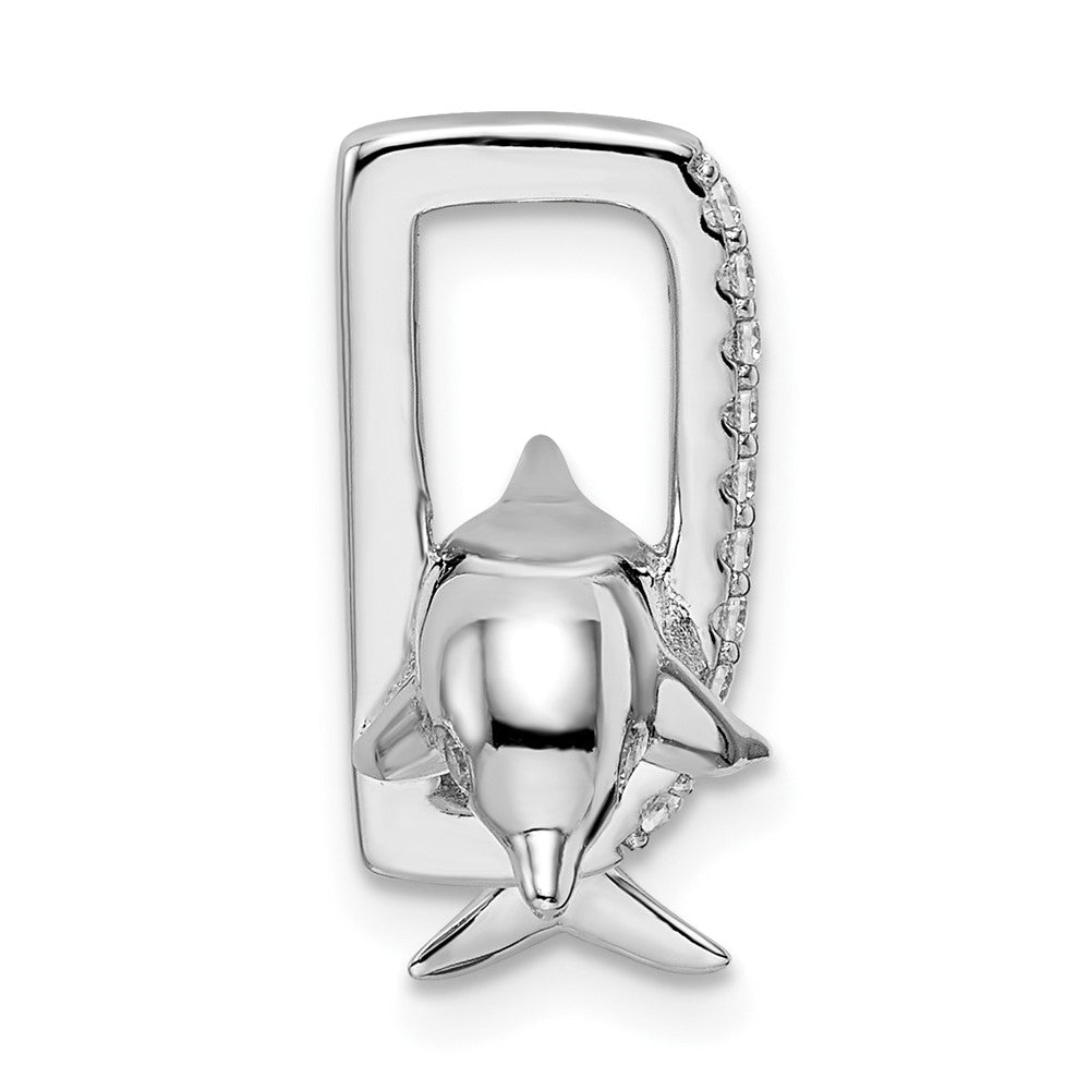 Sterlingsilber Rhodiniert Zirkonia Delfin Anhänger