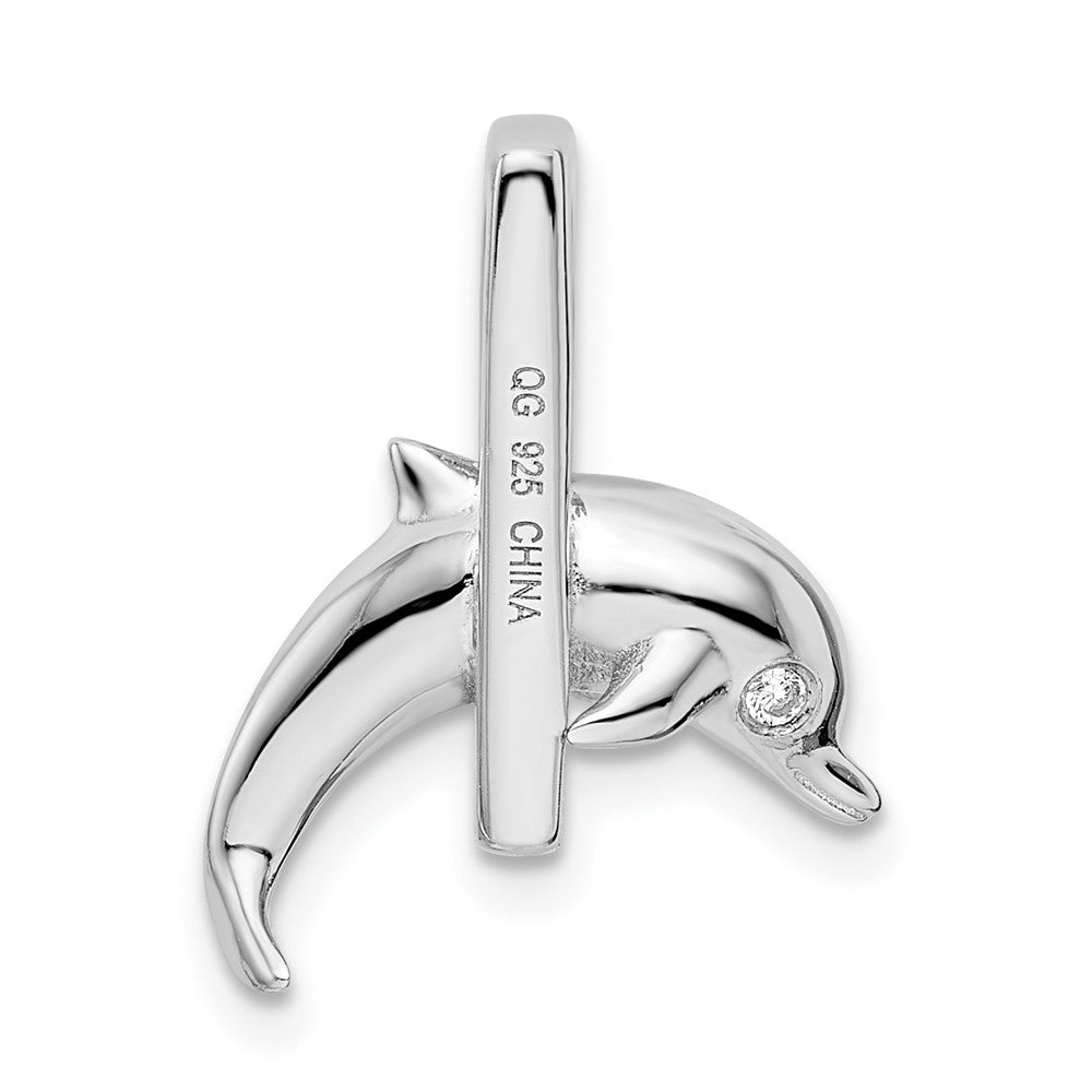 Sterlingsilber Rhodiniert Zirkonia Delfin Anhänger