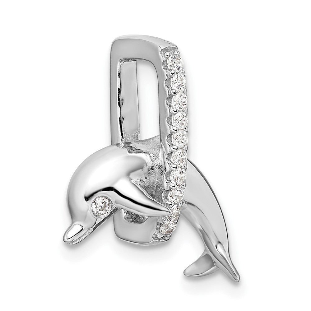 Sterlingsilber Rhodiniert Zirkonia Delfin Anhänger
