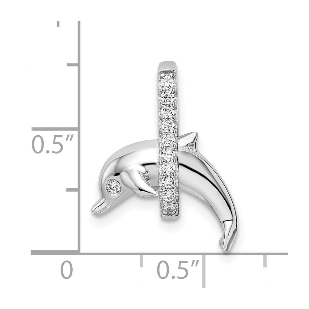 Sterlingsilber Rhodiniert Zirkonia Delfin Anhänger