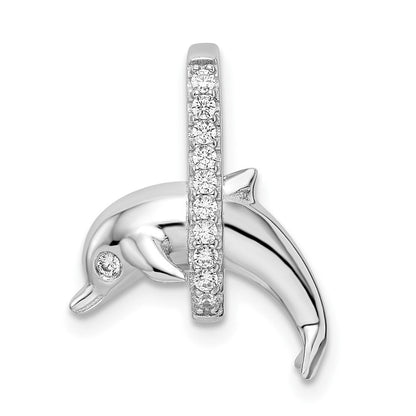 Sterlingsilber Rhodiniert Zirkonia Delfin Anhänger