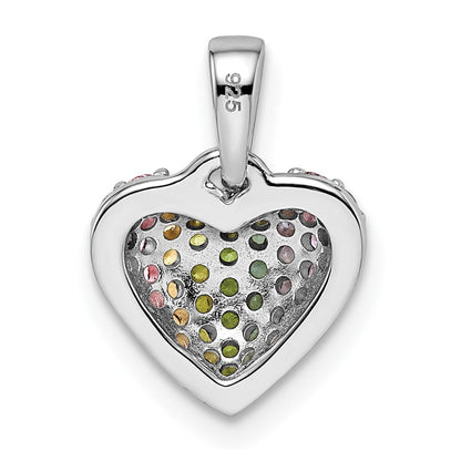 Sterlingsilber Rhodiniert Regenbogen Nano Kristall Herz Anhänger