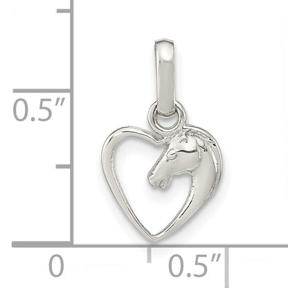 Sterlingsilber Rhodiniert Offen Herz Pferd Kopf Anhänger