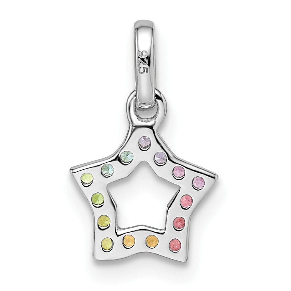 Sterlingsilber Rhodiniert Regenbogen Nano Kristall Stern Anhänger