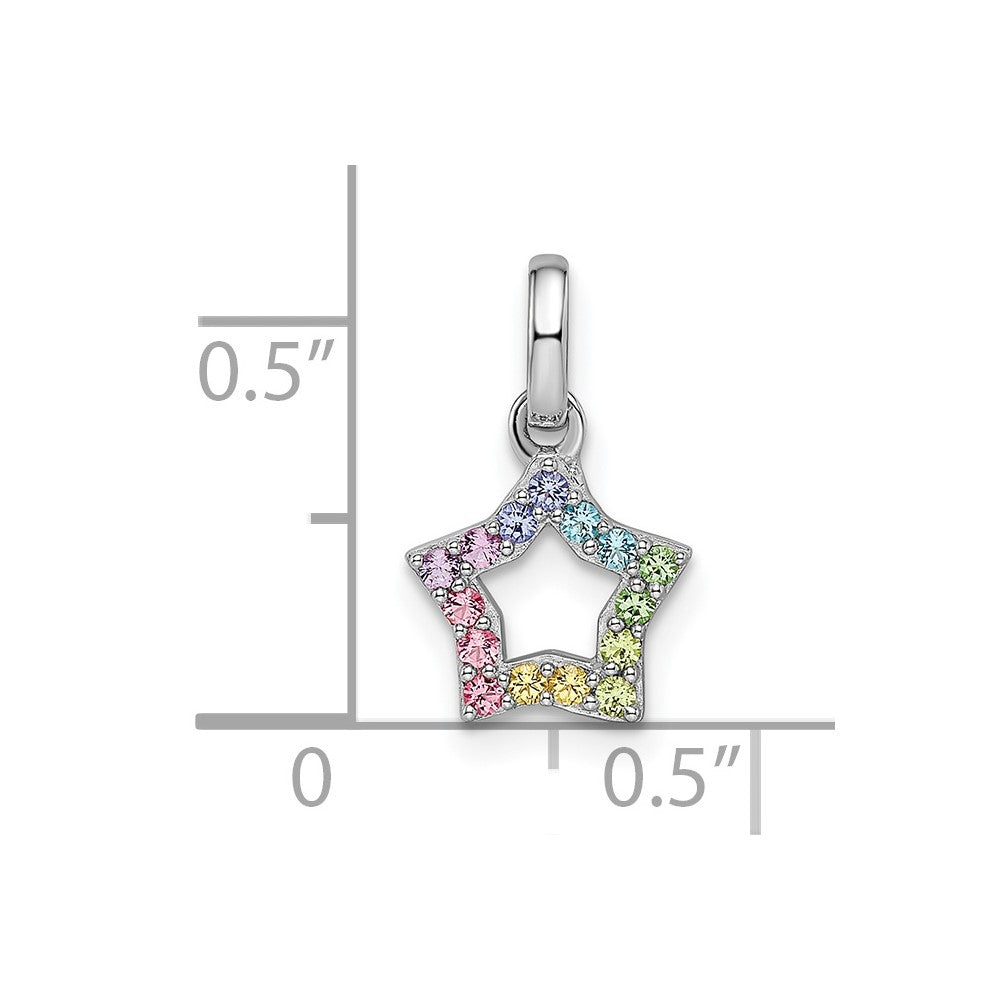Sterlingsilber Rhodiniert Regenbogen Nano Kristall Stern Anhänger