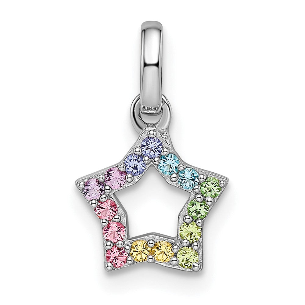 Sterlingsilber Rhodiniert Regenbogen Nano Kristall Stern Anhänger