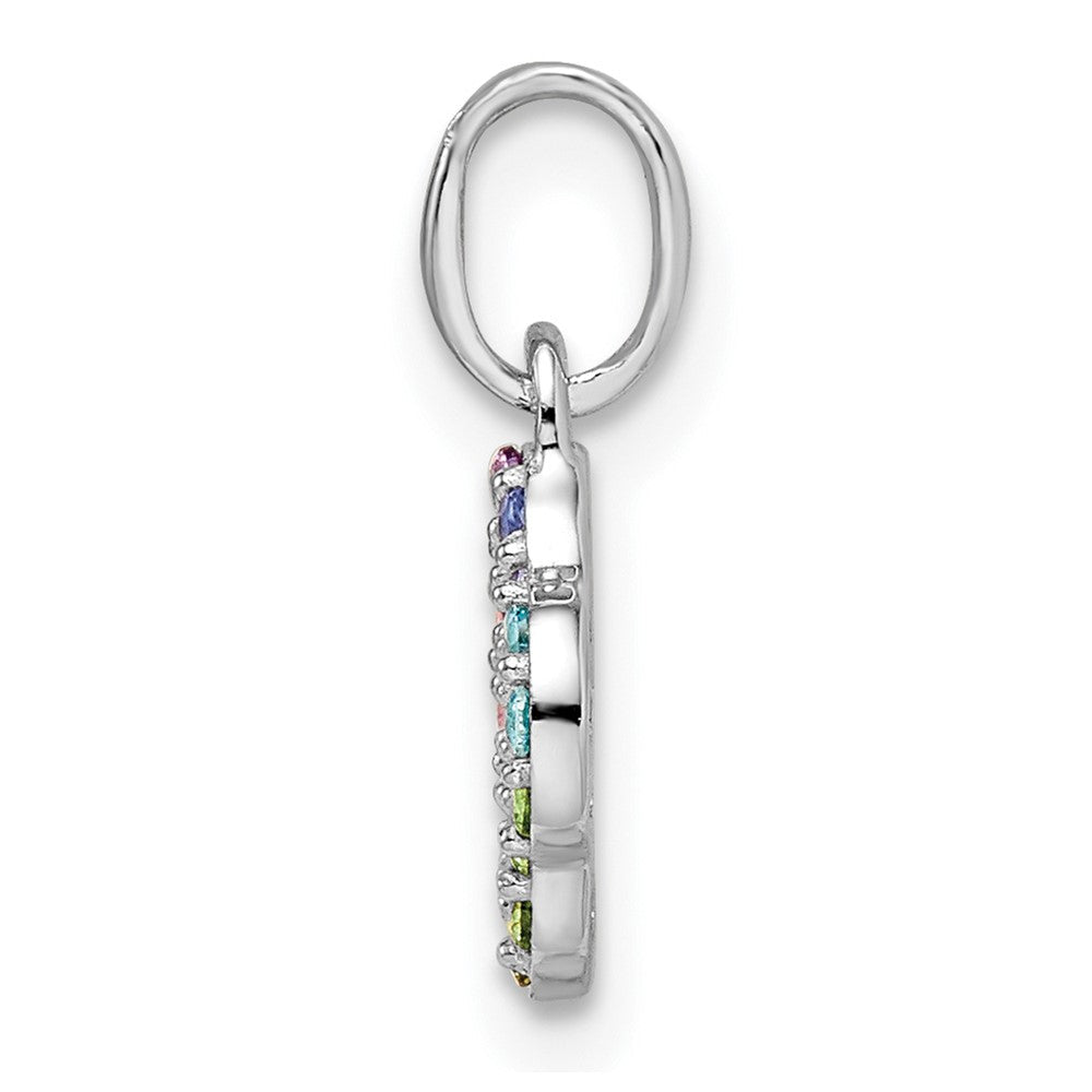 Sterlingsilber Rhodiniert Regenbogen Nano Kristall Klee Anhänger