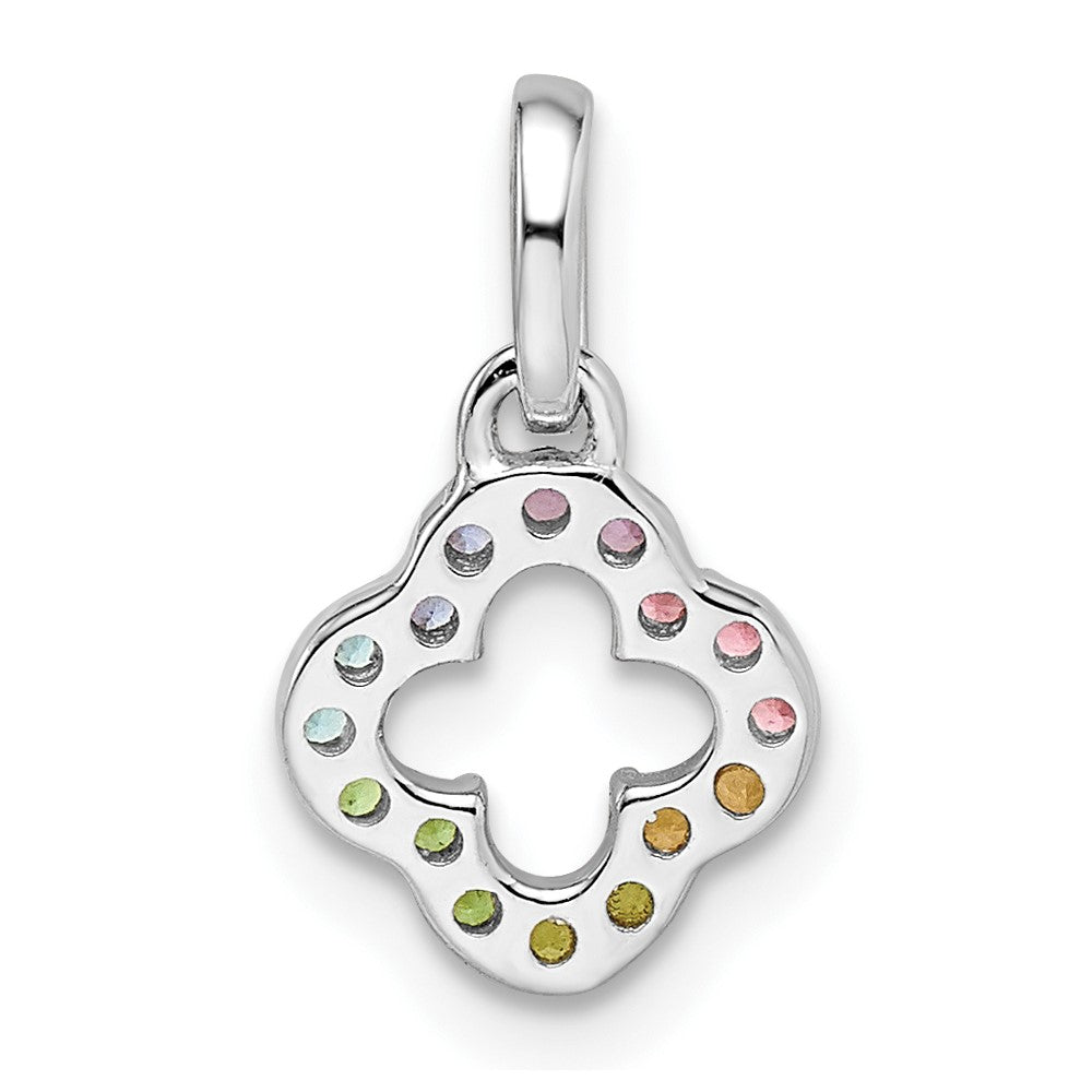Sterlingsilber Rhodiniert Regenbogen Nano Kristall Klee Anhänger