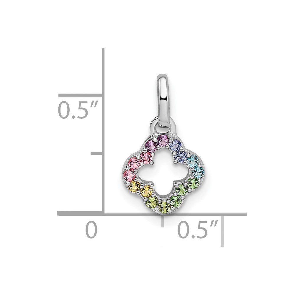 Sterlingsilber Rhodiniert Regenbogen Nano Kristall Klee Anhänger
