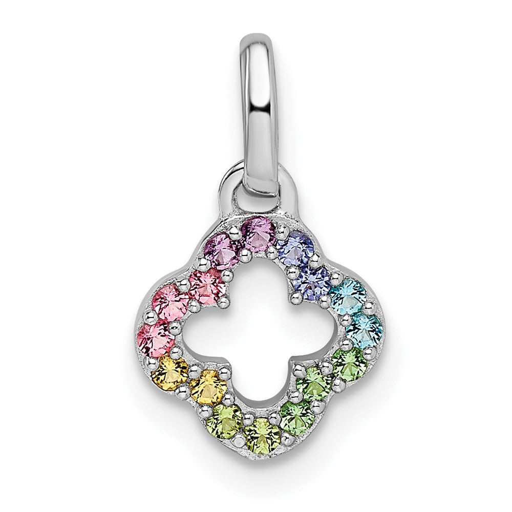 Sterlingsilber Rhodiniert Regenbogen Nano Kristall Klee Anhänger