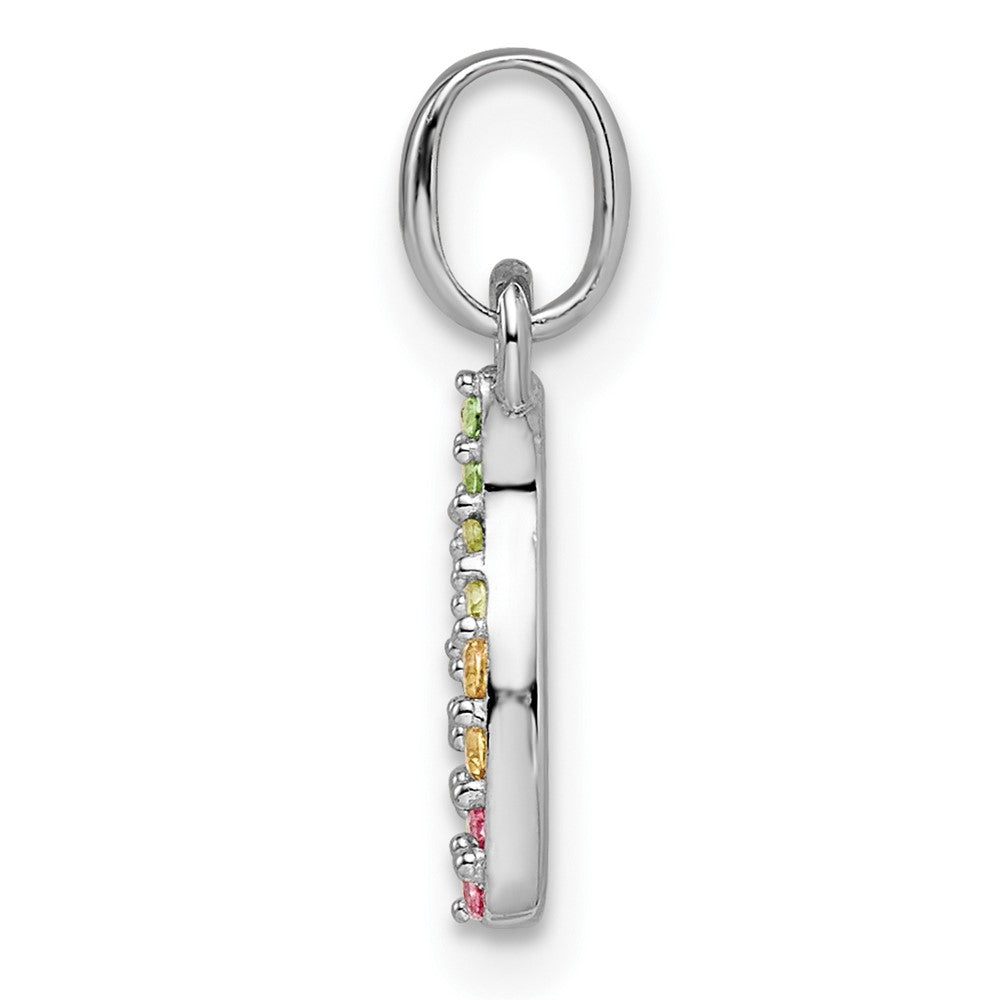 Sterlingsilber Rhodiniert Regenbogen Nano Kristall Gabelbein Anhänger