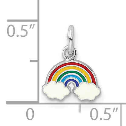 Sterlingsilber Rhodiniert Poliert & Emailliert Regenbogen Kinder Anhänger