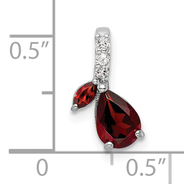 Sterlingsilber Rhodiniert.93t.w. Granat & Weiß Topas Anhänger