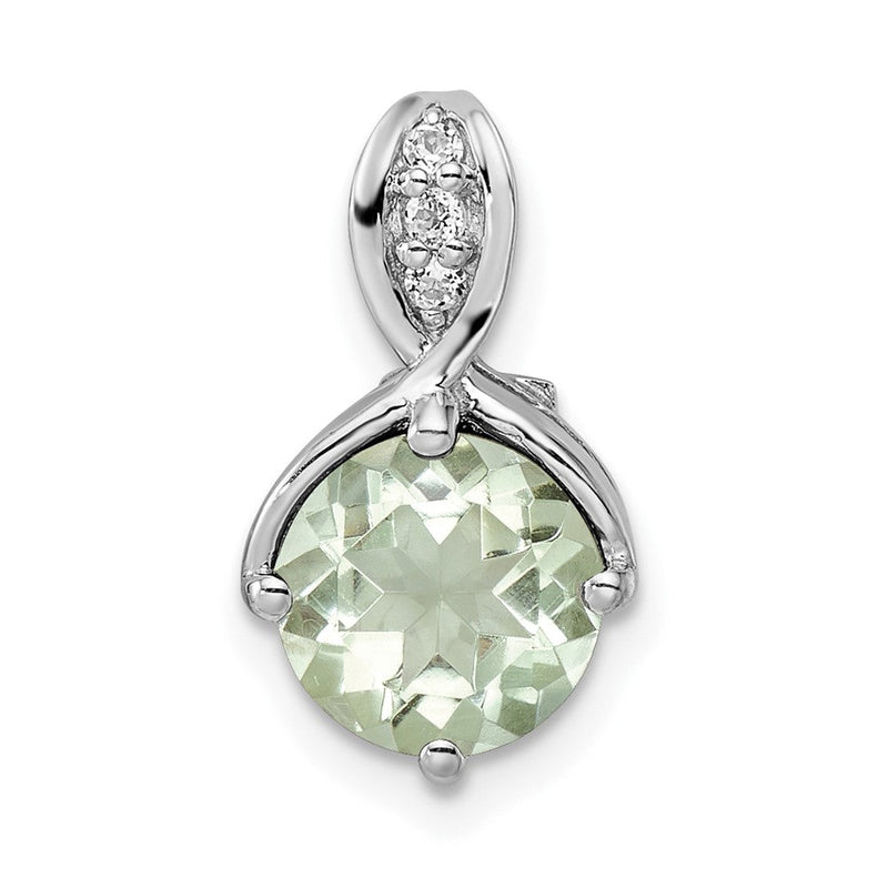 Sterlingsilber Ss Rhodiniert Kreis 1.86t.w. Grün Quarz/white Topas Anhänger