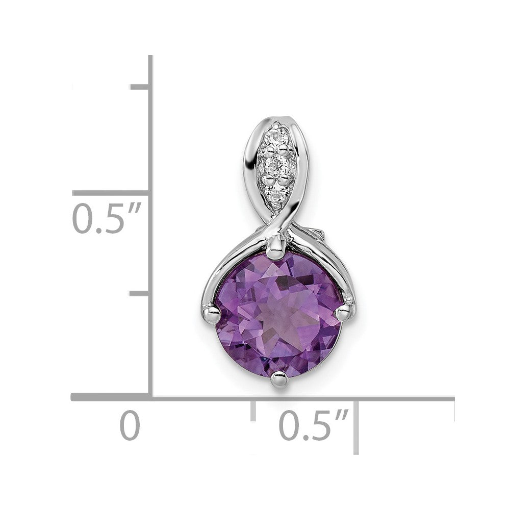 Sterlingsilber Ss Rhodiniert Kreis 1.86tw Amethyst/white Topas Anhänger