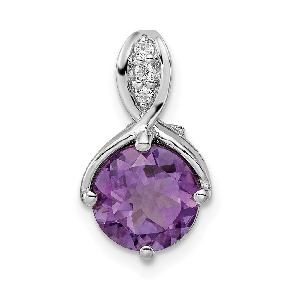 Sterlingsilber Ss Rhodiniert Kreis 1.86tw Amethyst/white Topas Anhänger