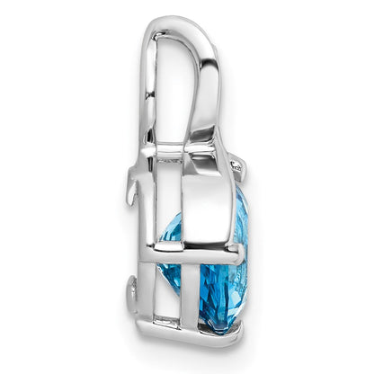 Sterlingsilber Rhodiniert Kreis Schweizer Blautopas /white Topas Anhänger