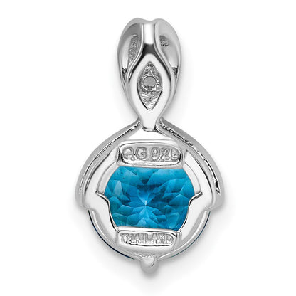 Sterlingsilber Rhodiniert Kreis Schweizer Blautopas /white Topas Anhänger
