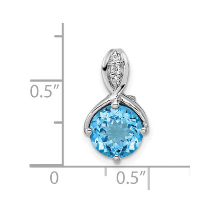 Sterlingsilber Rhodiniert Kreis Schweizer Blautopas /white Topas Anhänger