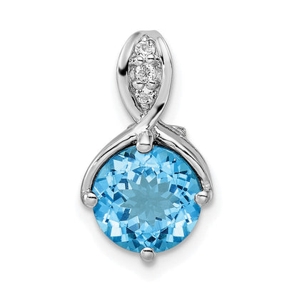 Sterlingsilber Rhodiniert Kreis Schweizer Blautopas /white Topas Anhänger