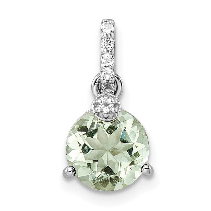 Sterlingsilber Ss Rhodiniert Kreis 1.68t.w. Grün Quarz/white Topas Anhänger
