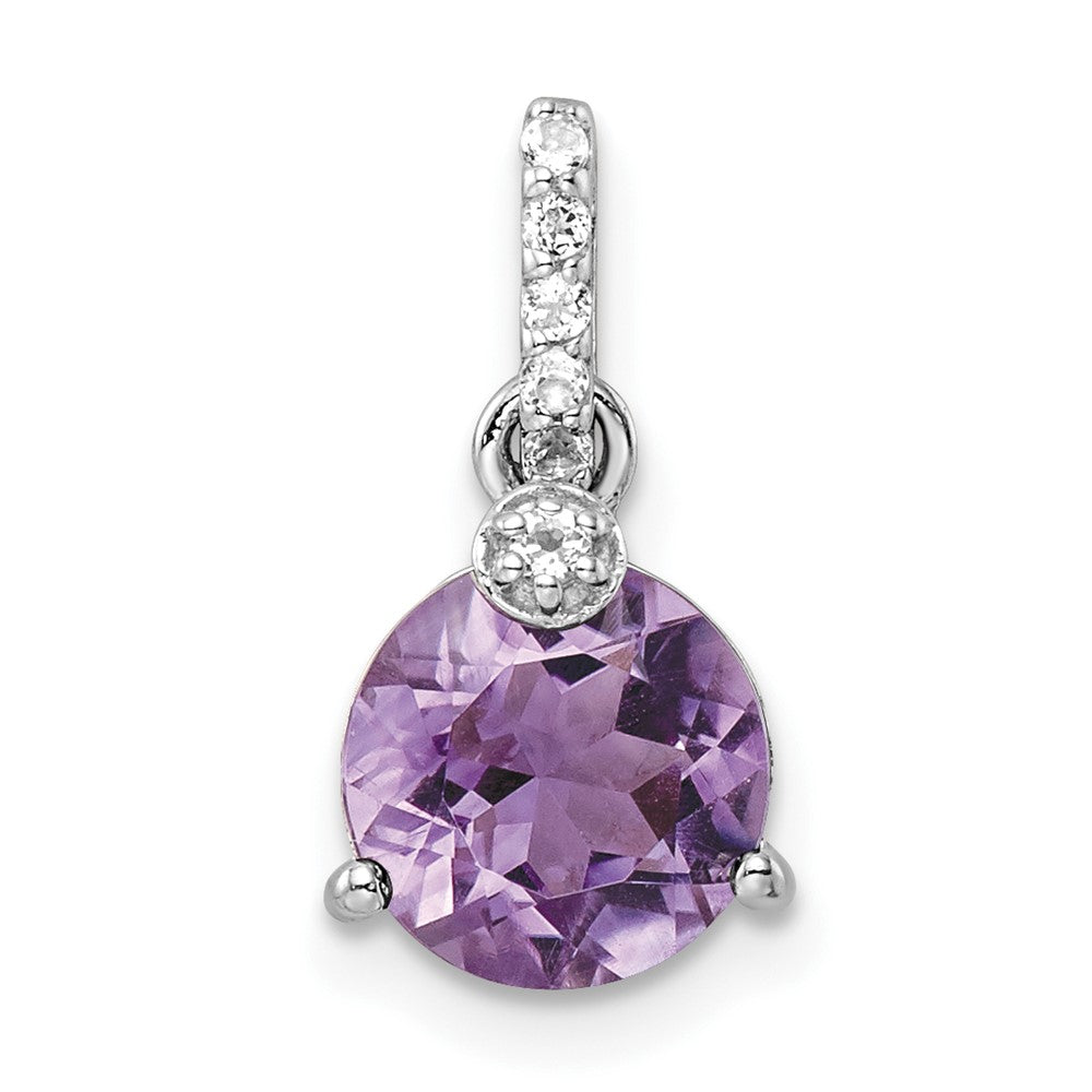 Sterlingsilber Rhodiniert Kreis 1.90amethyst/whitetopaz Anhänger
