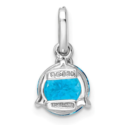 Sterlingsilber Rhodiniert Kreis Schweizer Blautopas /white Topas Anhänger