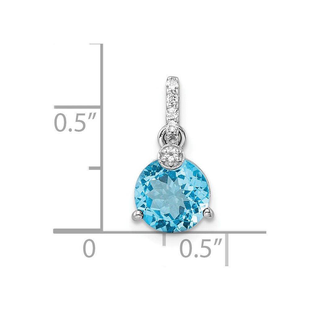 Sterlingsilber Rhodiniert Kreis Schweizer Blautopas /white Topas Anhänger