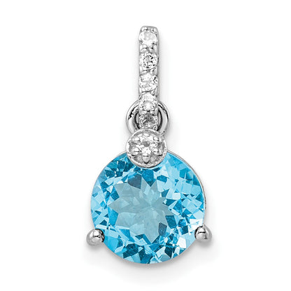 Sterlingsilber Rhodiniert Kreis Schweizer Blautopas /white Topas Anhänger