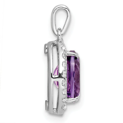 Sterlingsilber Rhodiniert Oval 1.84 Amethyst/white Topas Anhänger
