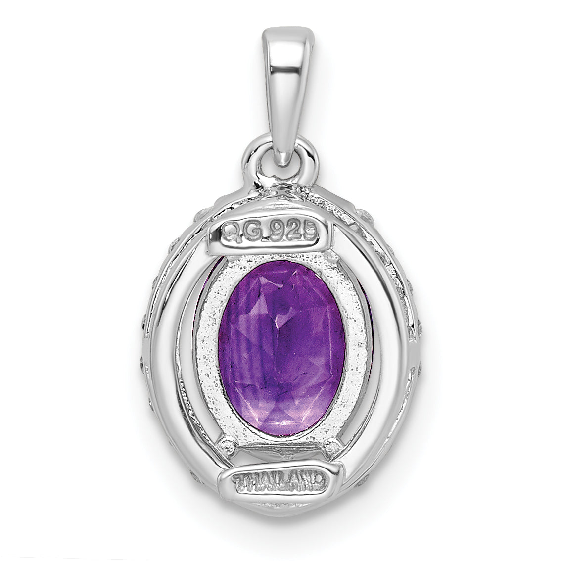 Sterlingsilber Rhodiniert Oval 1.84 Amethyst/white Topas Anhänger