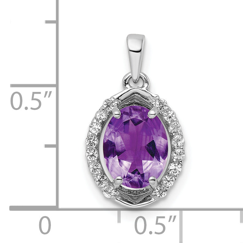 Sterlingsilber Rhodiniert Oval 1.84 Amethyst/white Topas Anhänger